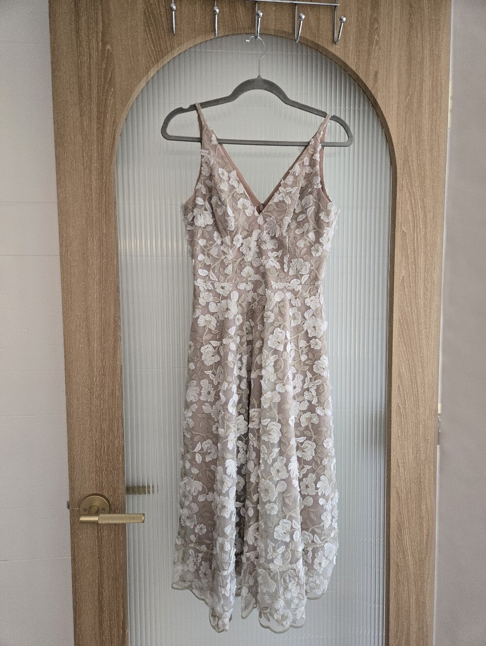 Floral Blush And Gold Cocktail, Garden Party, Wedding Guest Dress, Small - Picture 3 of 6